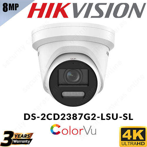Hikvision 8MP 4K DS-2CD2T87G2-LSU-SL Colorvu Turret Security Camera