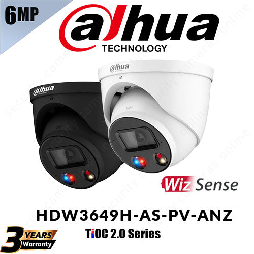 Dahua 6MP DH-IPC-HDW3649H-AS-PV-ANZ Smart Dual Illumination Active Deterrence Turret Security Camera